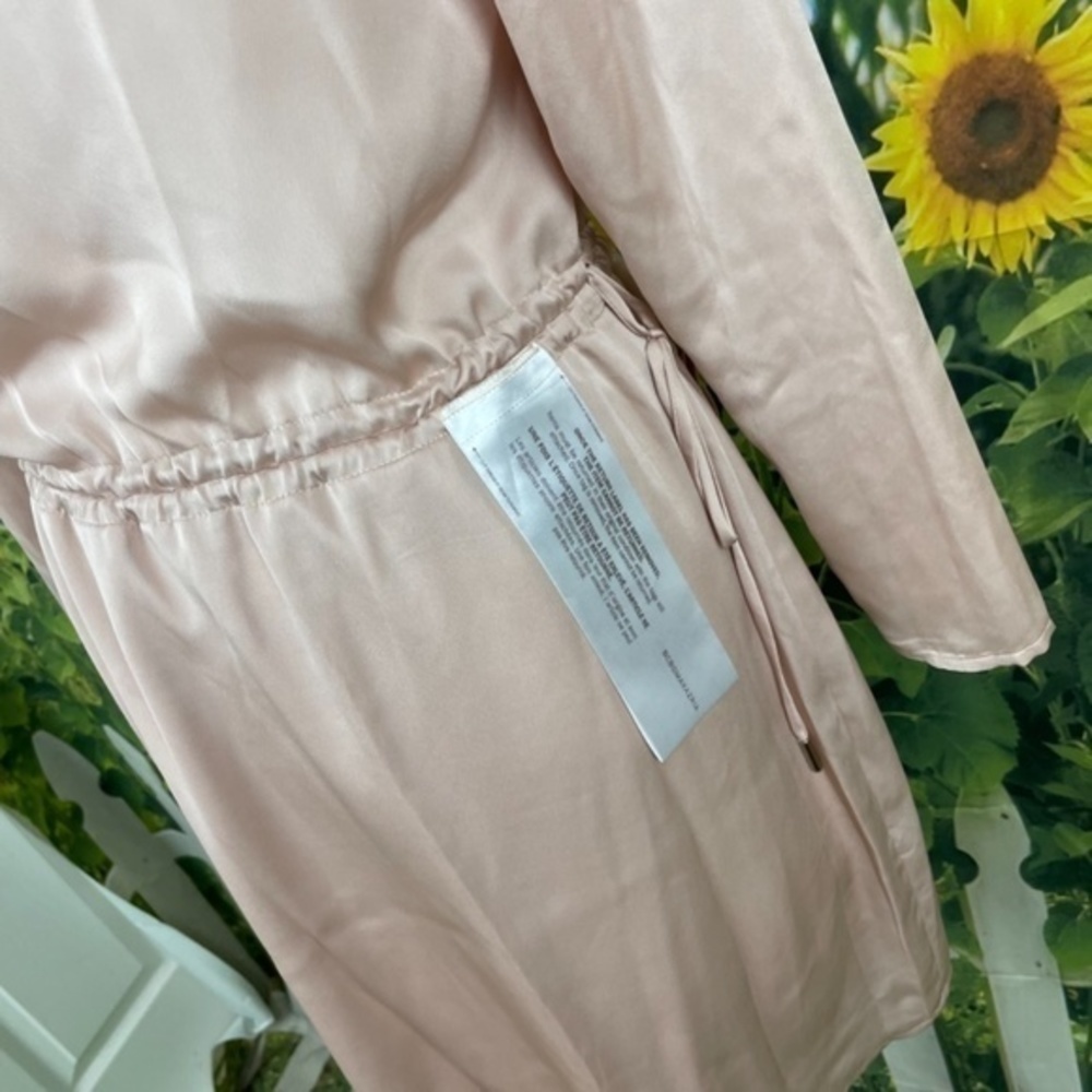 BCBG Bare Pink Long Sleeve Surplice Dress Small - Picture 10 of 13
